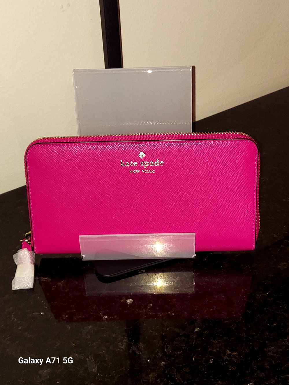 NWT Kate Spade Bright Pink Saffiano PVC Lg Continental Zip Wallet #KB541 Dana